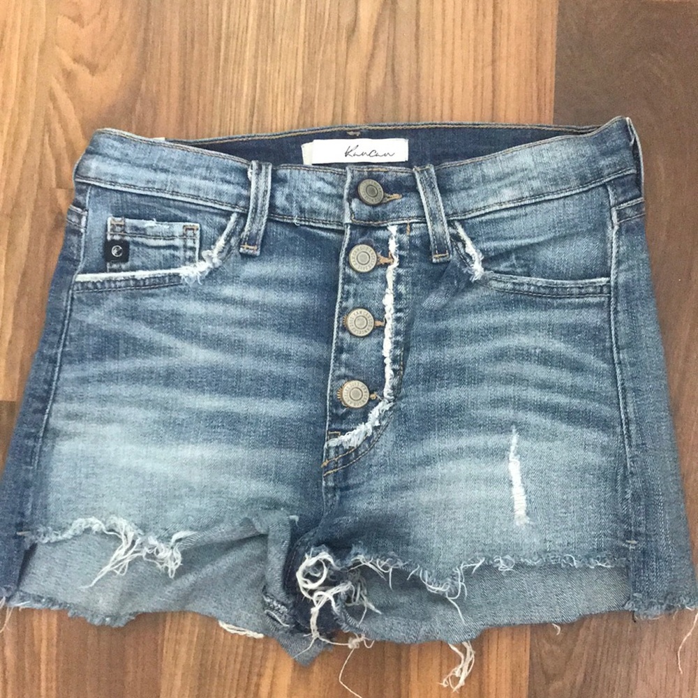 Kancan Mid rise distressed jean shorts